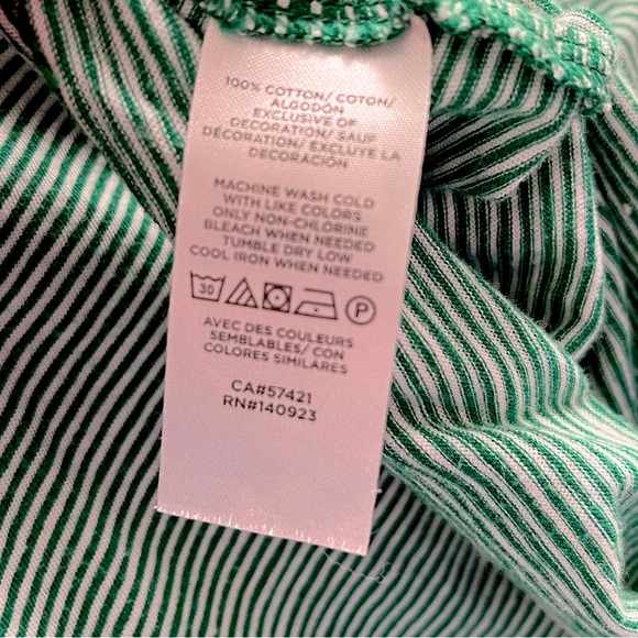 2/$20 ✨LOFT Lucky Horseshoe Everyday Crew Tee Green Striped Size S - Picture 8 of 8